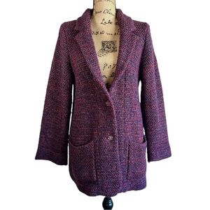 Wool Blend Knitted Sweater Coat / Blazer Size Large